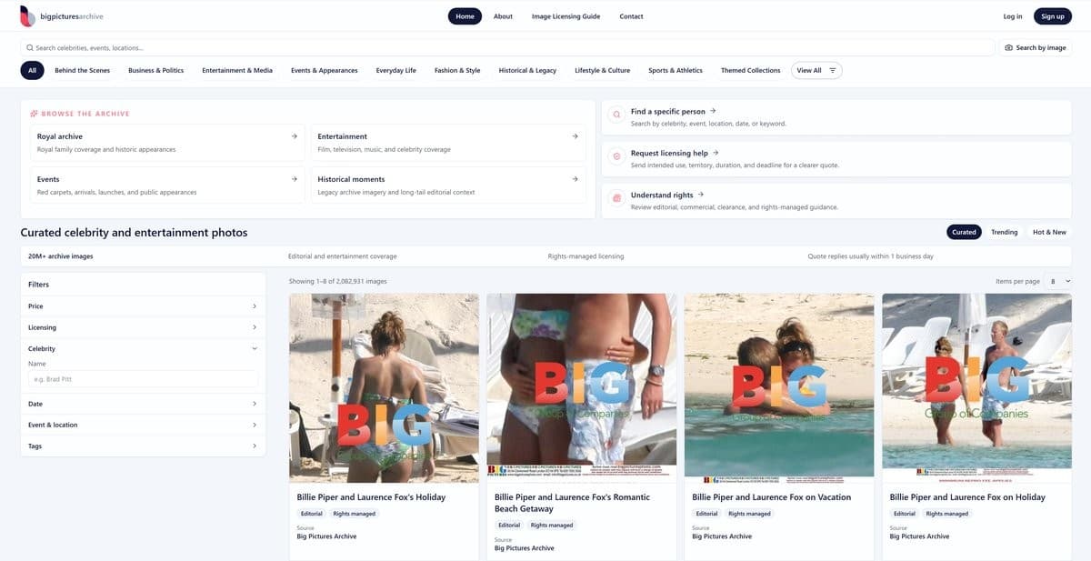 Big Pictures Archive Opens Online Search to 2 Million Rights-Managed Celebrity and Royal Images