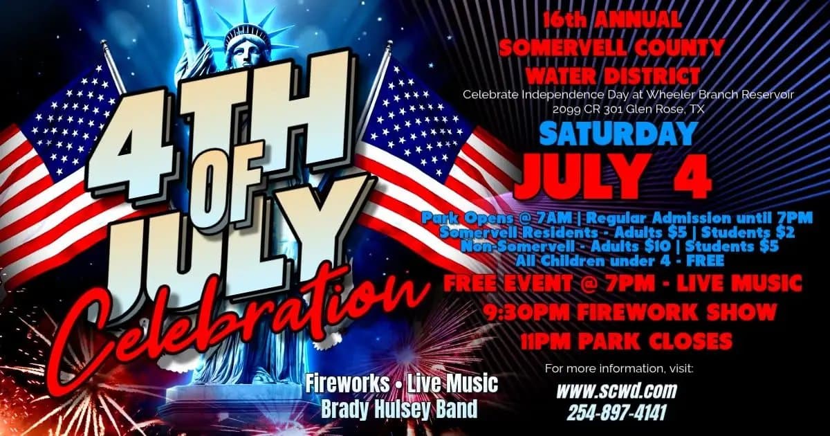 Glen Rose July 4th Fireworks and Reckless Kelly Concert Highlight Summer Events in Dinosaur Capital